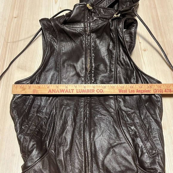 Mike & Chris Brown Leather Hoodie Vest - Picture 8 of 9
